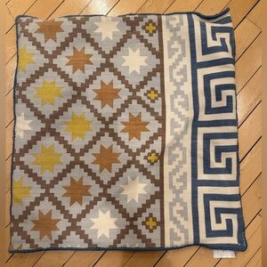 POTTERY BARN Tullah Dhurrie Pillow Cover 24 X 24 Blue & Tan NWT